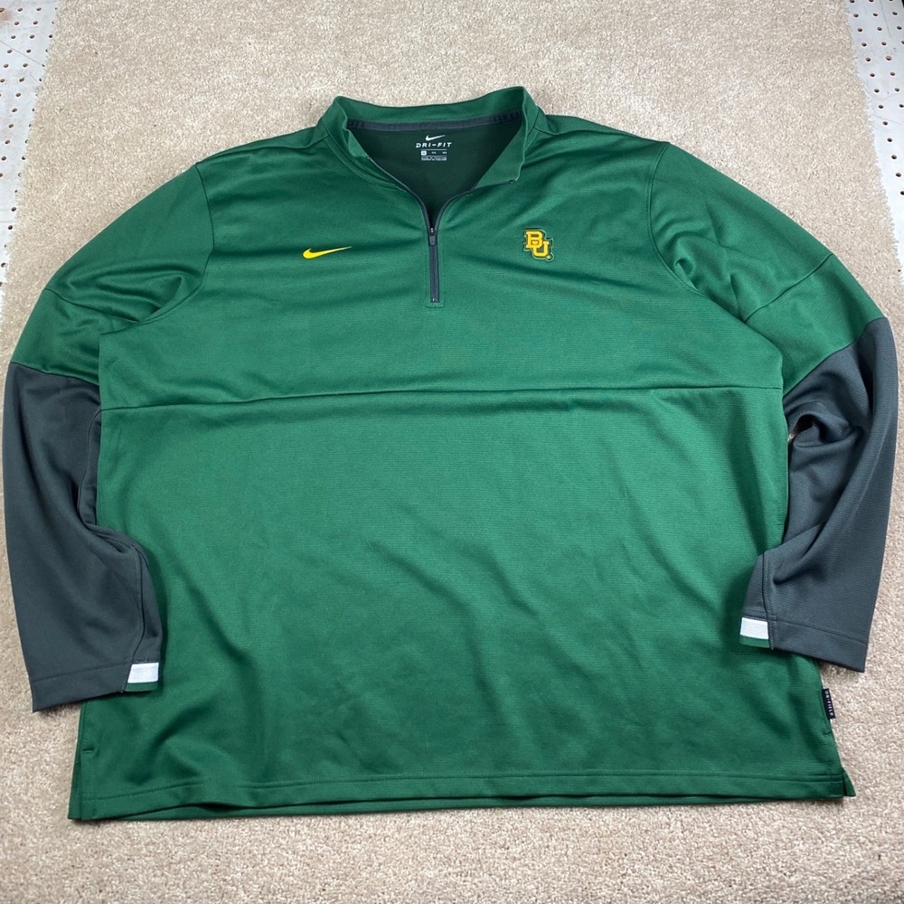 Nike Baylor Bears On Field Men's 3XL‎ Dri-FIT Quarter Zip Pullover Green